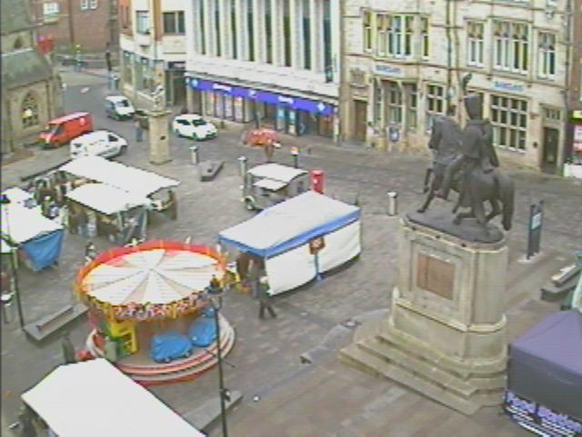 View of Durham Town Centre from a Camsecure Webcam when the market is running View of Durham Town Centre from a Camsecure Webcam when the market is running